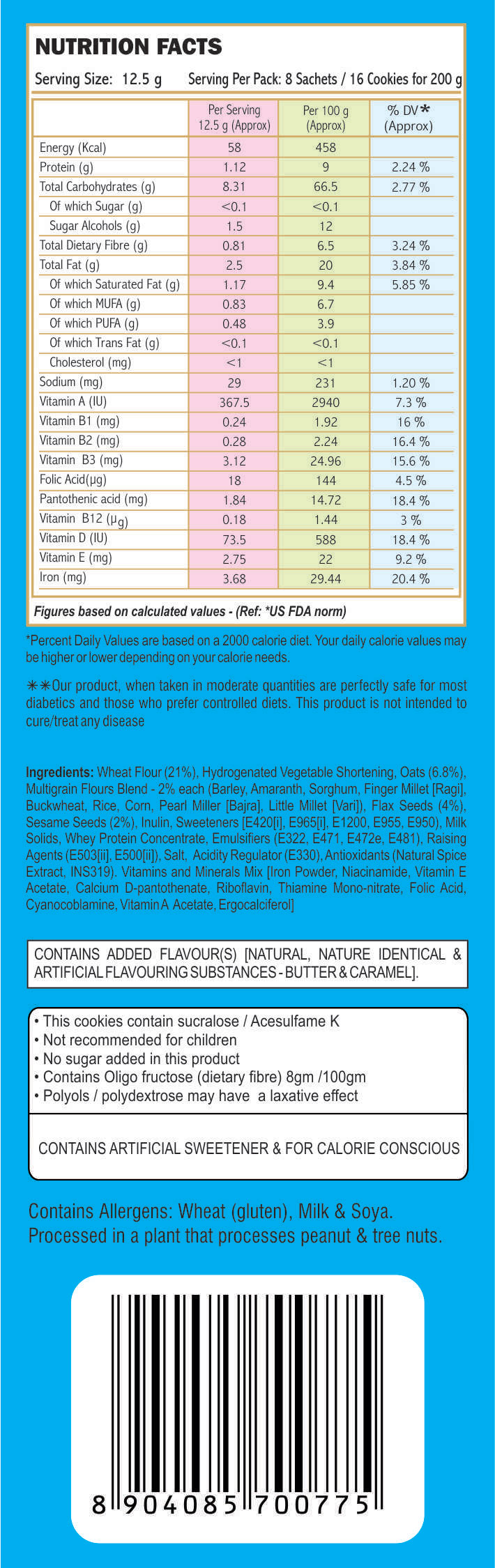 Sugar-Free Multi-Grain Cookies | High Fiber & No Added Sugar