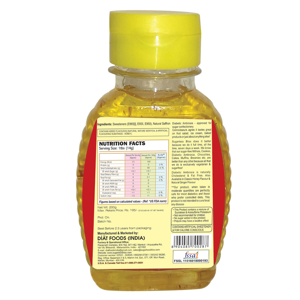 Sugar-Free Ambrosia | Taste of Honey & Saffron Flavor- 200g