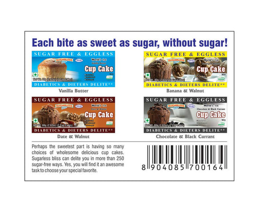 Sugar Free & Eggless Cup Cake Vanilla Butter - 80g