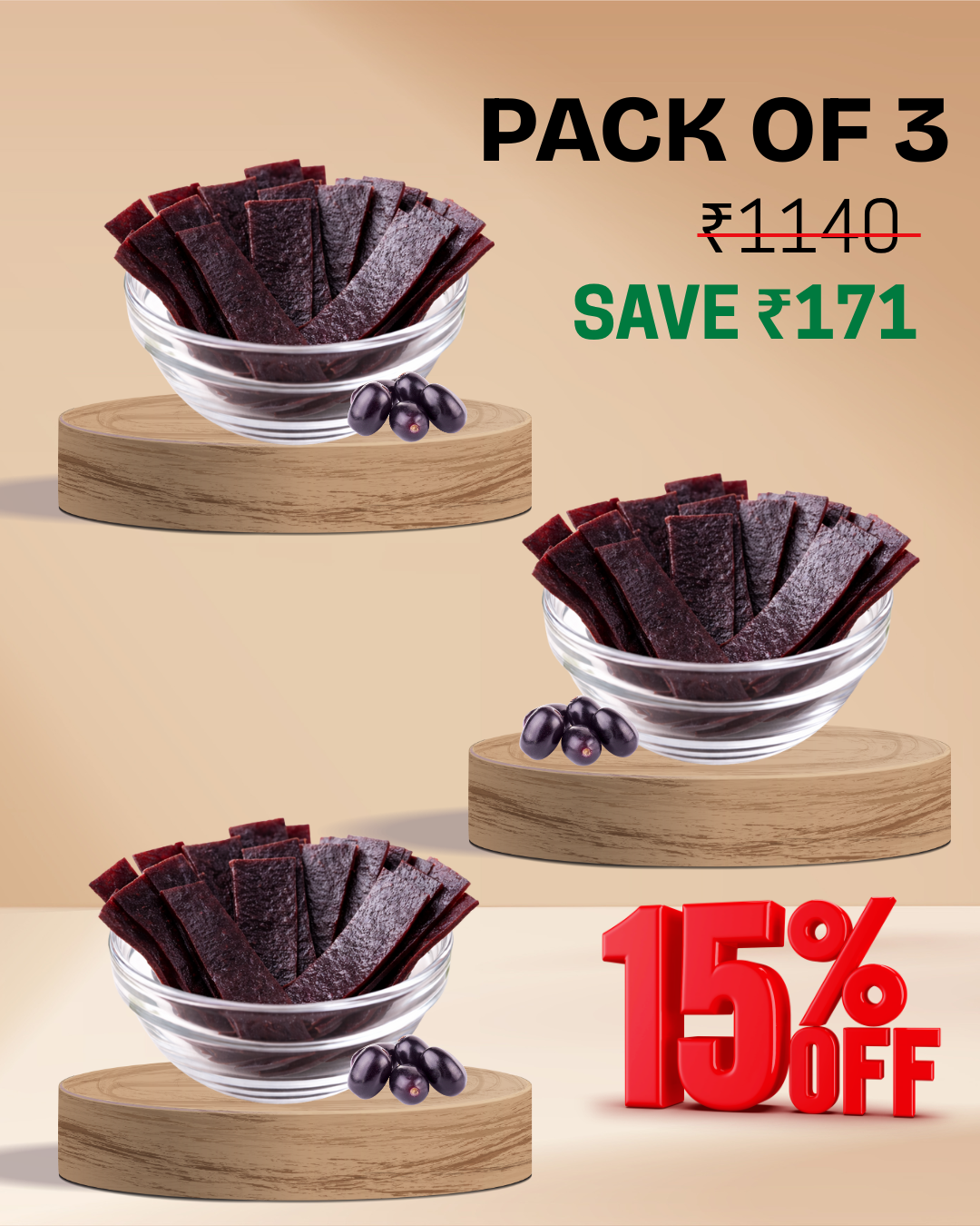 Sugar Free Jamun Strips - 100% Natural and Diabetes Friendly - Pack of 3 | Sugarless Bliss