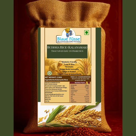 Blaue Füsse Buddha Rice (Kalanamak) – Royal Heritage Low GI Aromatic Rice | 2.5 KG | Sugarless Bliss