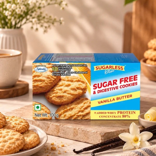 Sugar-Free & Digestive-Vanilla Butter Cookies -100g | Sweetened with Splenda