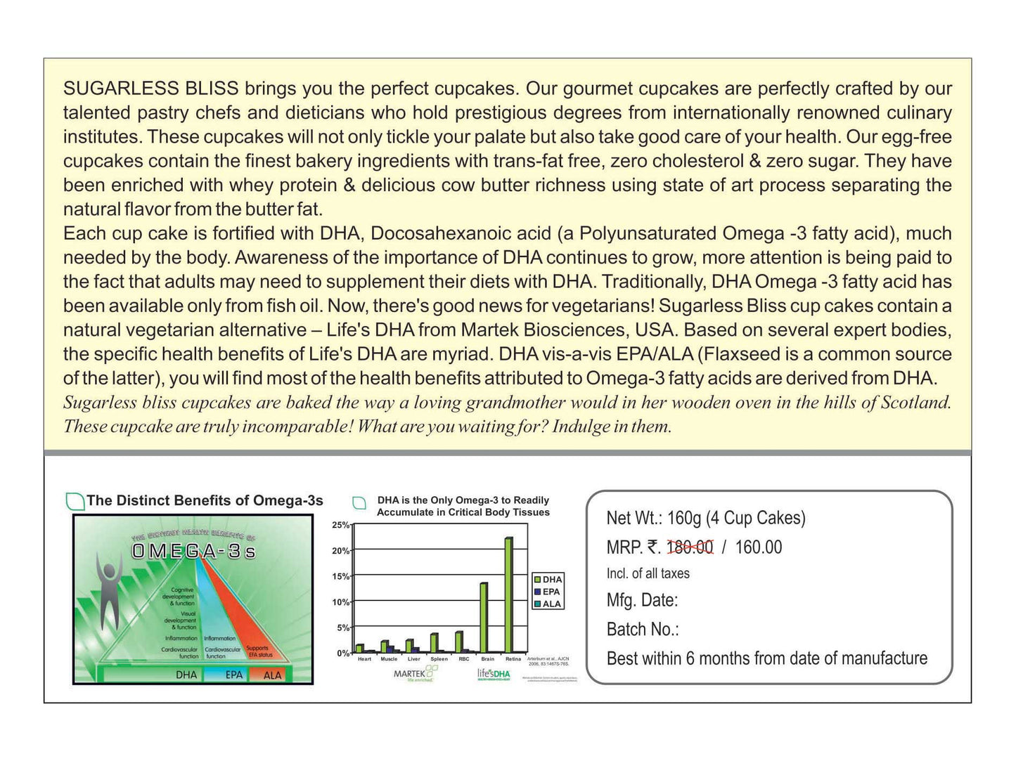 Sugar Free & Eggless Banana Walnut Cupcake - (160)g | Sugarless Bliss