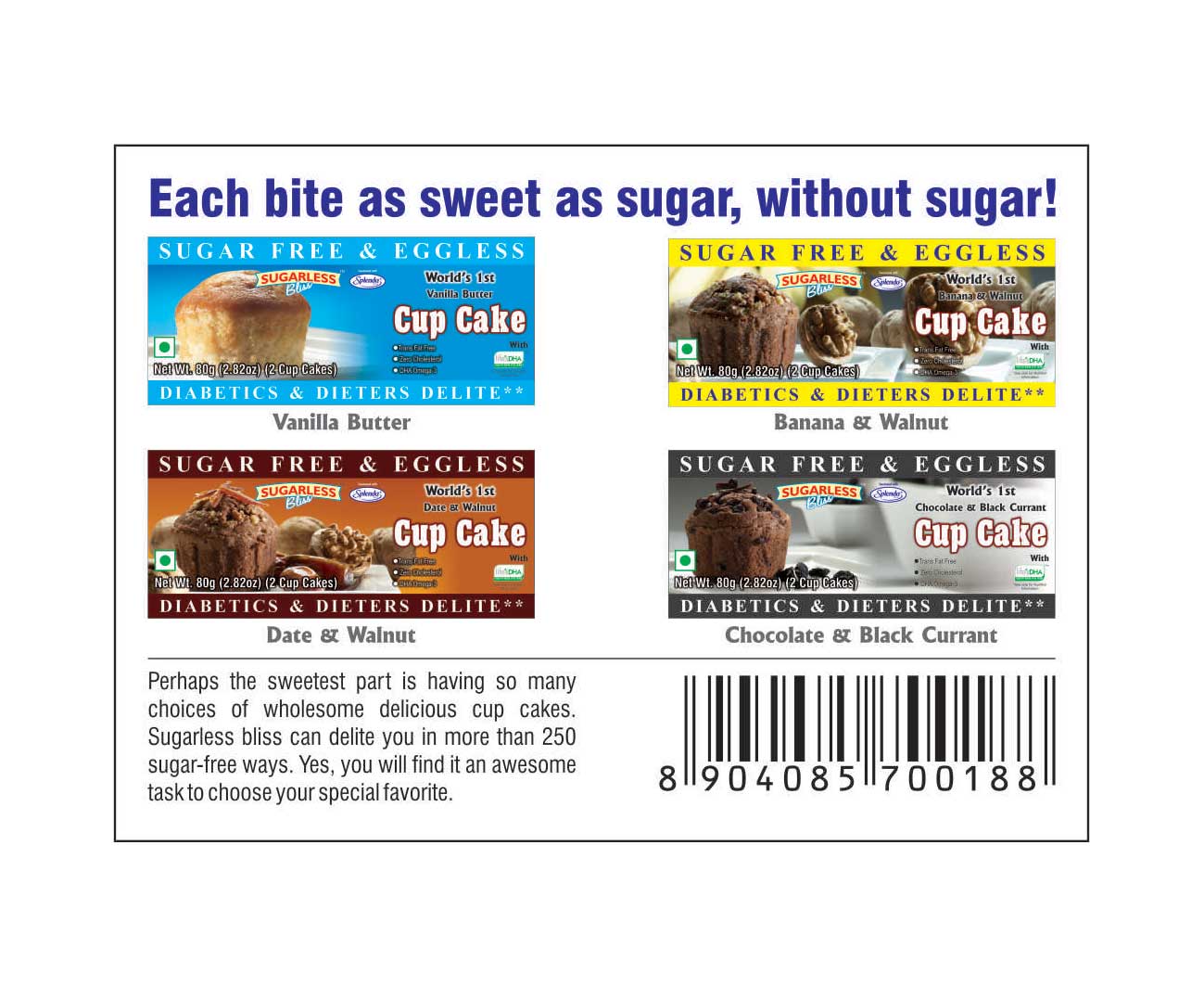 Sugar-Free & Eggless Banana Walnut Cupcake – Healthy Treat - 80g