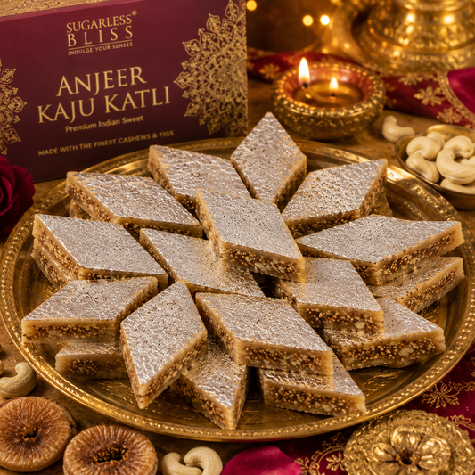 Anjeer Kaju Katli Premium Fig & Cashew Indian Mithai with Sugar | 500g | Sugarless Bliss