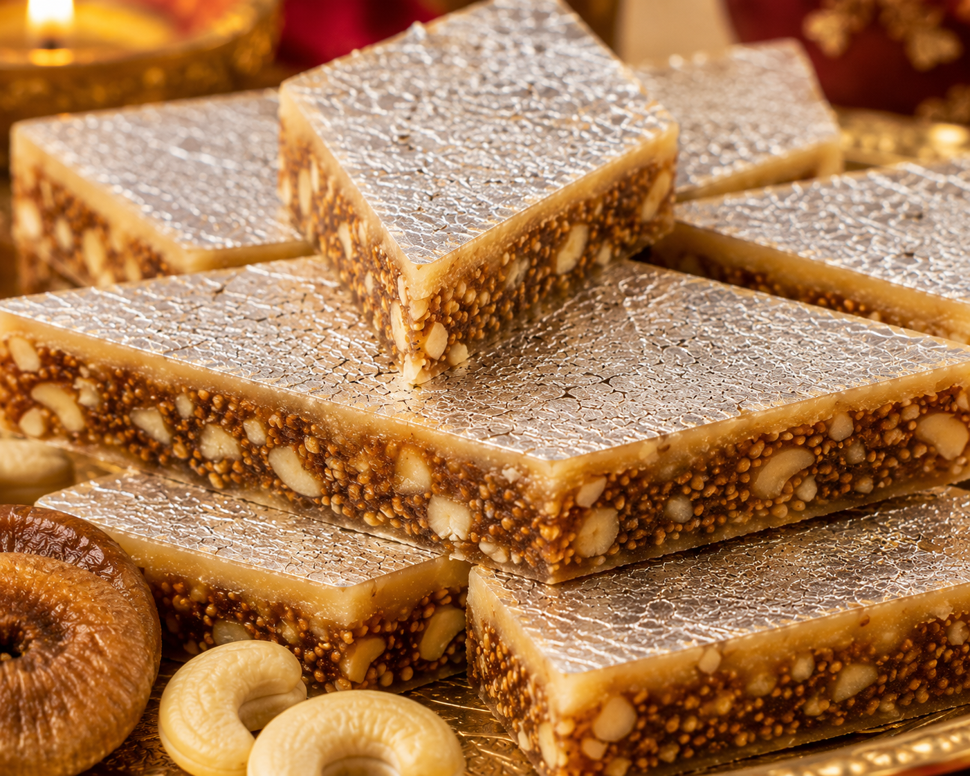 Anjeer Kaju Katli Premium Fig & Cashew Indian Mithai with Sugar | 500g | Sugarless Bliss