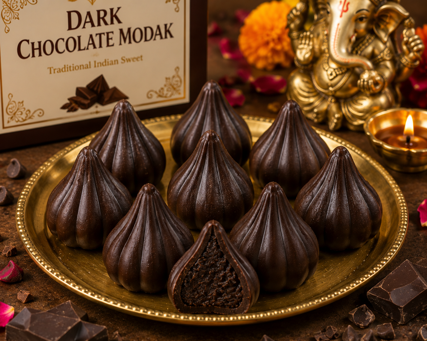 Sugar Free Dark Chocolate Modak 200g Rich Chocolate Indian Sweet | Sugarless Bliss