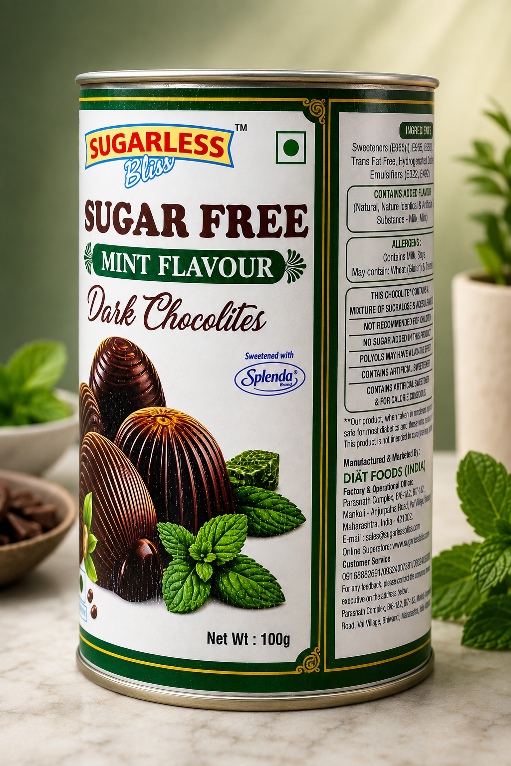 Sugar Free Dark Chocolite - Mint Delight | Sugarless Bliss