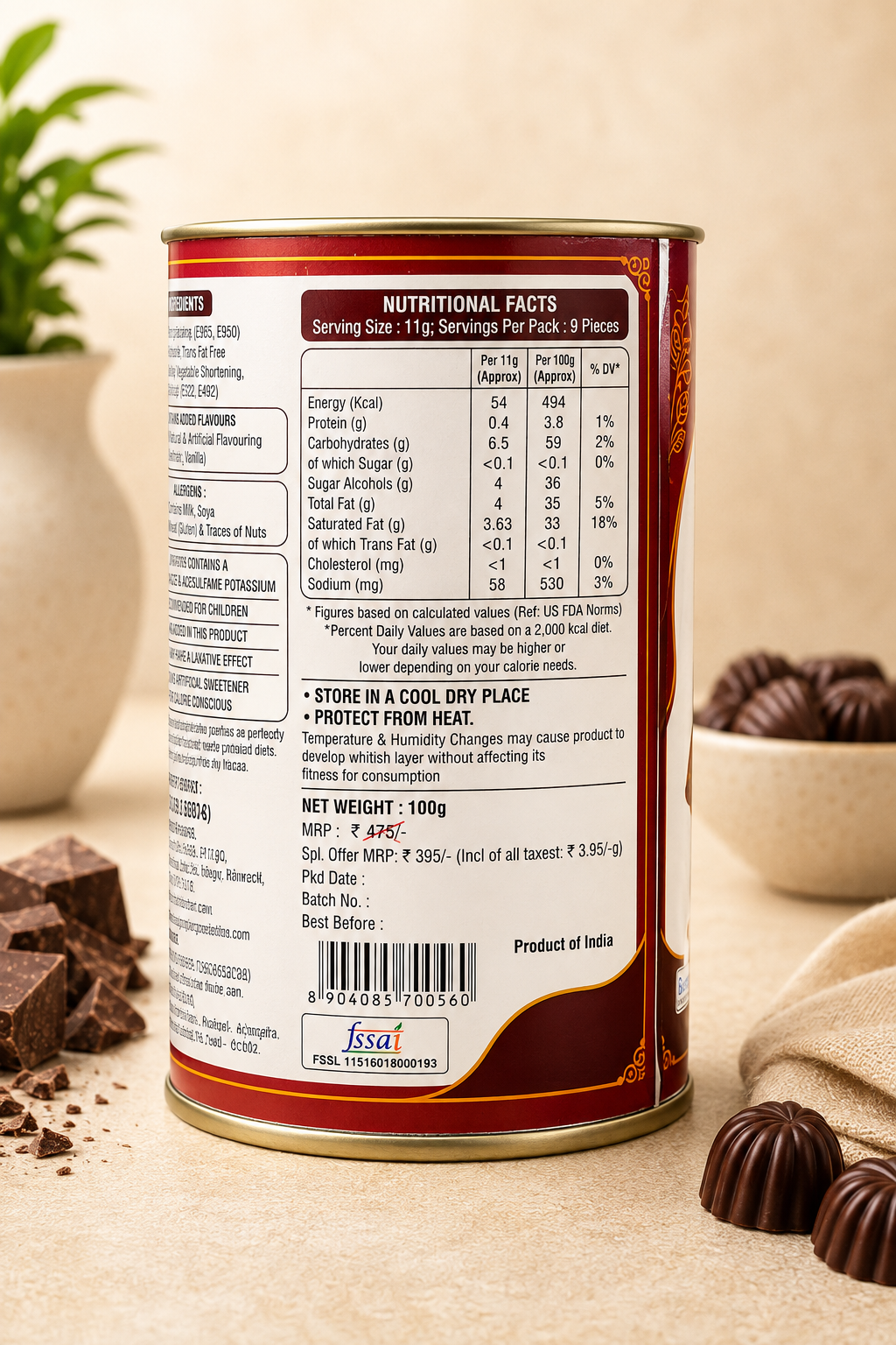 Sugar Free Dark Chocolite - Classic Delight | Sugarless Bliss