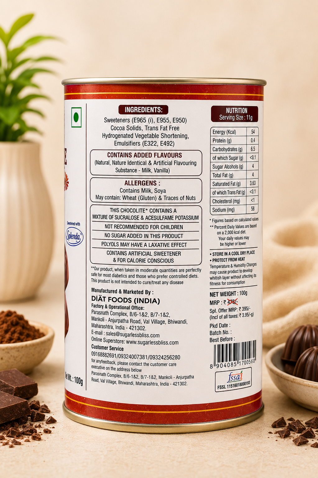 Sugar Free Dark Chocolite - Classic Delight | Sugarless Bliss