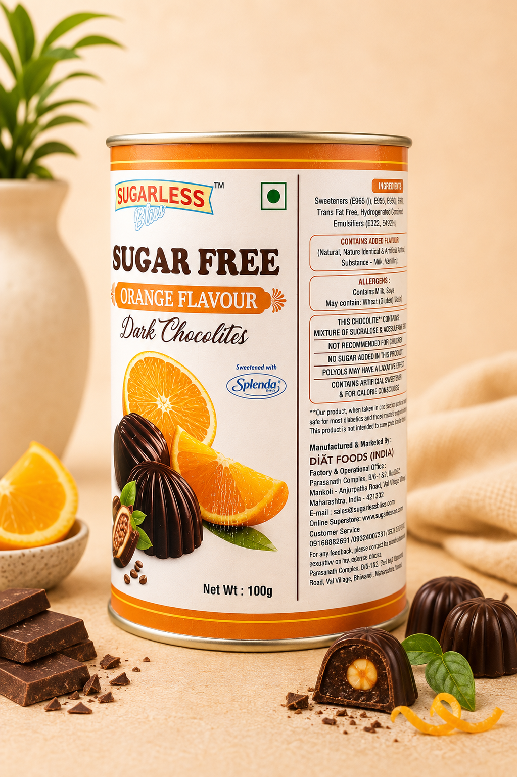 Sugar Free Dark Chocolite - Orange Delight | Sugarless Bliss