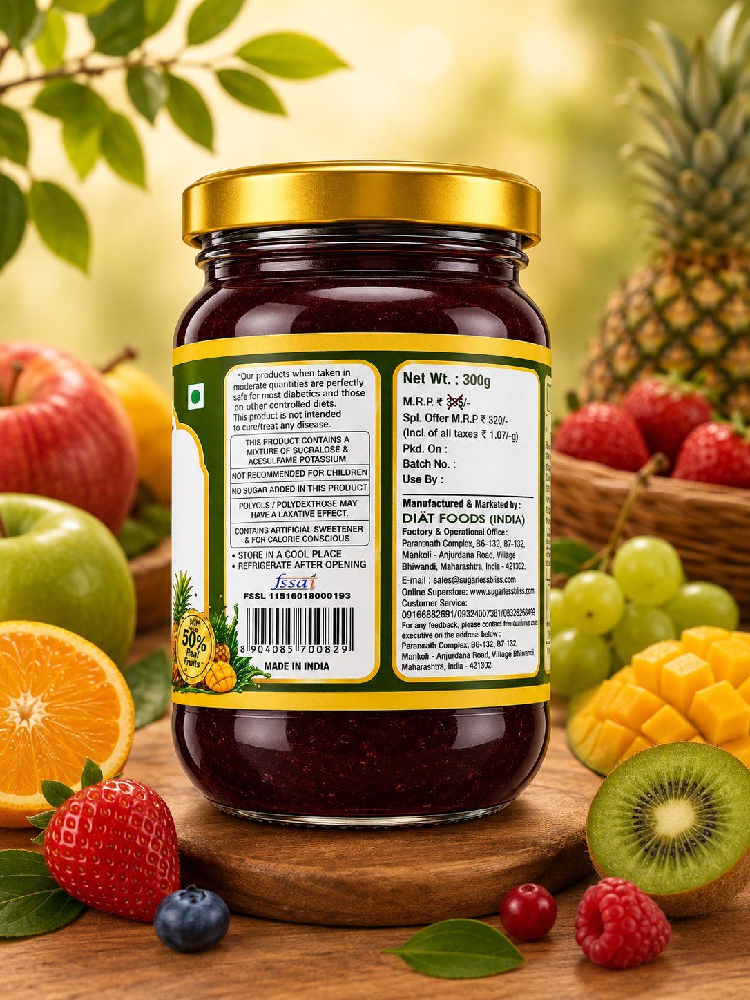 Sugar Free Mixed Fruit & Pineapple Jam Combo | Sugarless Bliss