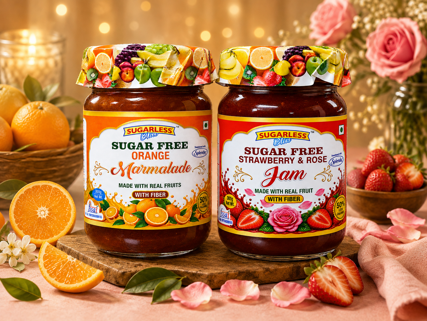 Sugar Free Orange & Strawberry Jam Combo | Sugarless Bliss