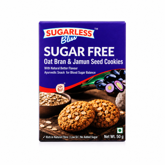 Sugarless Bliss Sugar Free Oat Bran & Jamun Seed Cookies – High Fiber Healthy Cookies | 50g