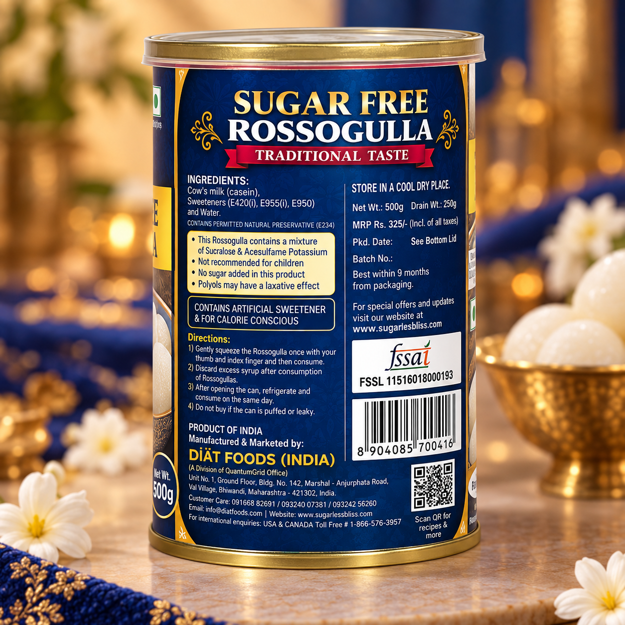 Sugar Free Rossogulla Balls (500)g | Sugarless Bliss