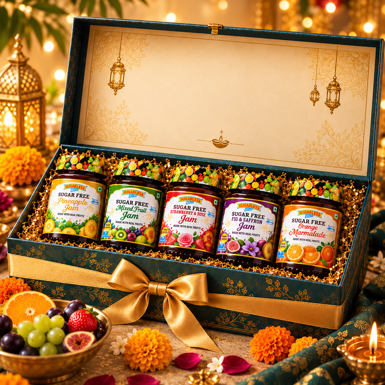 Sugar-Free Fruit Jam Special Combo – 5 Assorted Flavours | Premium Diwali Gift Hamper