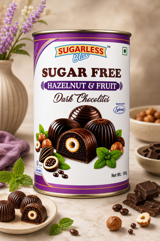 Sugar Free Dark Chocolite - Hazelnut & Fruit Delight | Sugarless Bliss