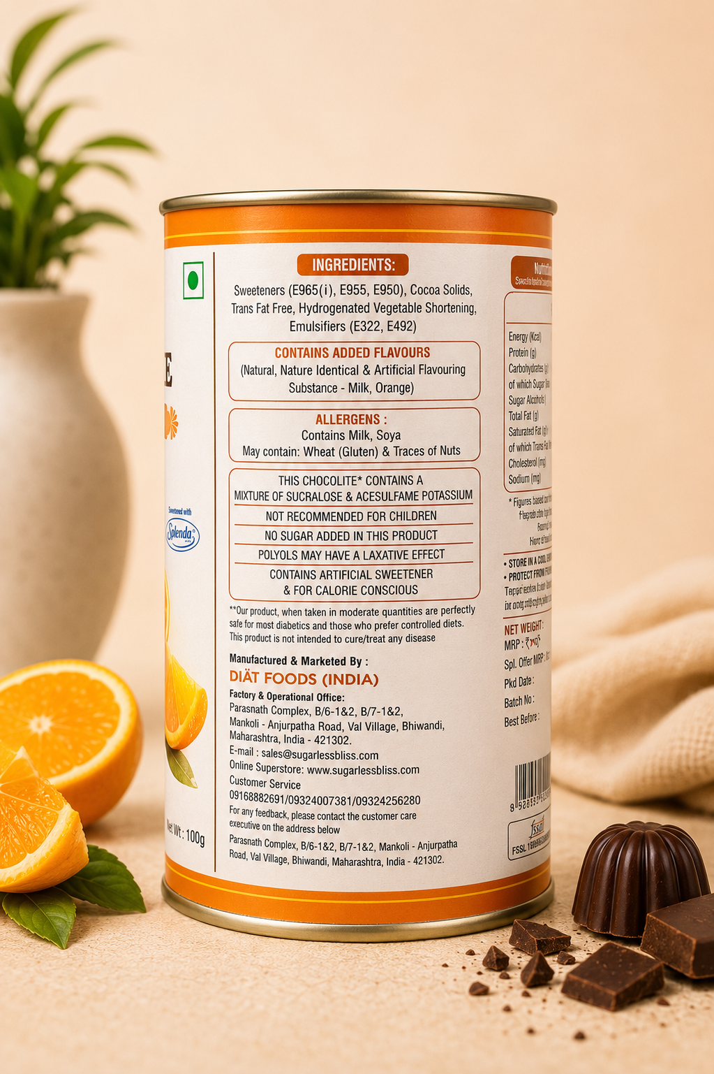 Sugar Free Dark Chocolite - Orange Delight | Sugarless Bliss