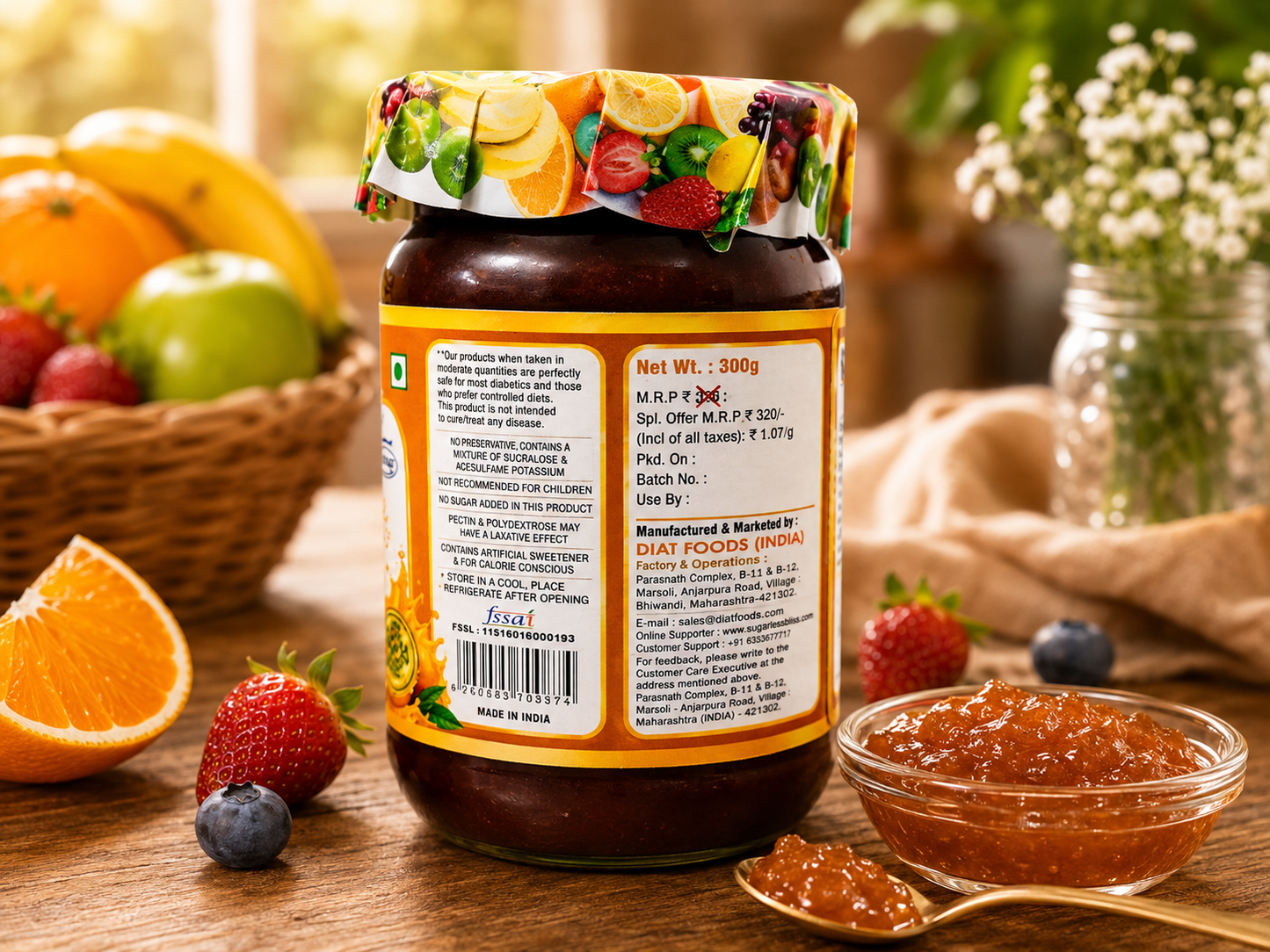 Sugar Free Orange & Strawberry Jam Combo | Sugarless Bliss