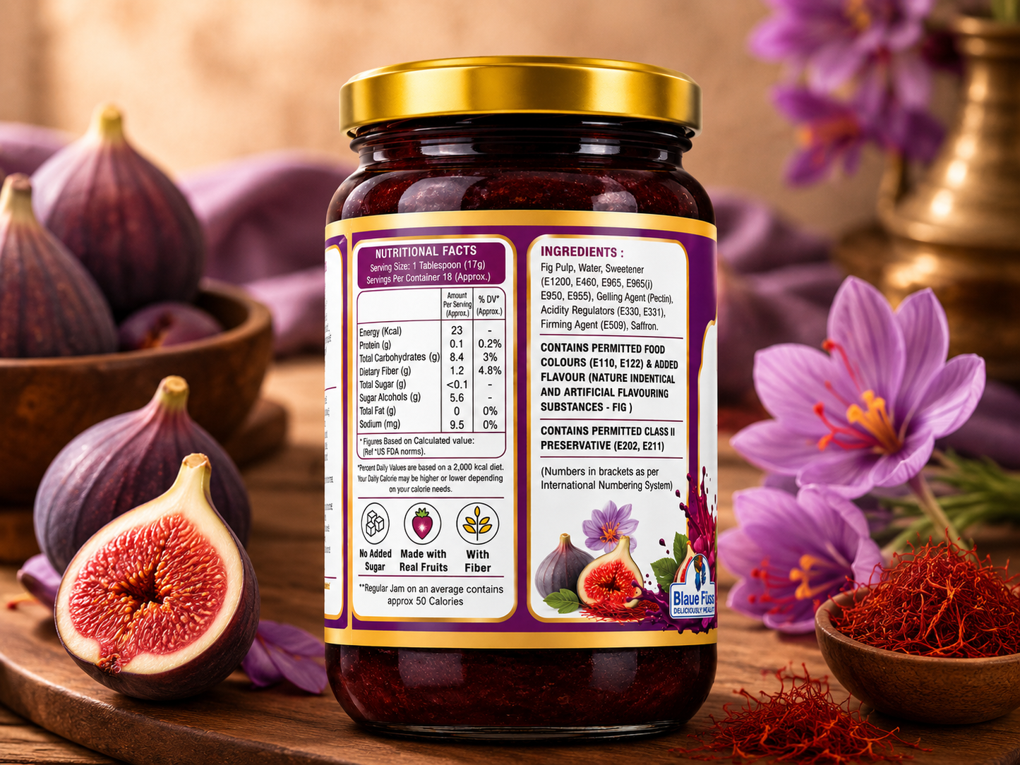 Sugar Free Fig & Saffron Jam (300)g | Sugarless Bliss