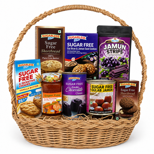 Sugar Free Premium Gift Hamper | Diabetic Friendly Healthy Gift Basket | Sugarless Bliss