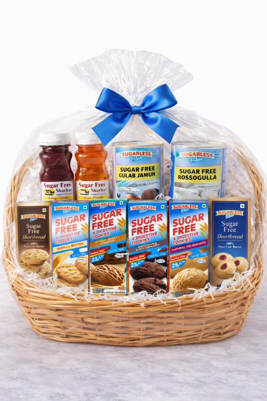Sugar Free Gift Hamper - Sharbat, Sweets & Cookies Combo | Sugarless Bliss