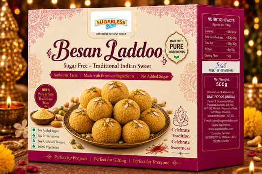Sugar Free Besan Laddoo (500g) | Sweetened with Splenda | Sugarless Bliss
