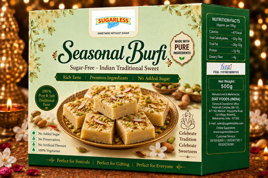 Sugar Free Seasonal Burfi (500g) | Indian Mithai | Sugarless Bliss