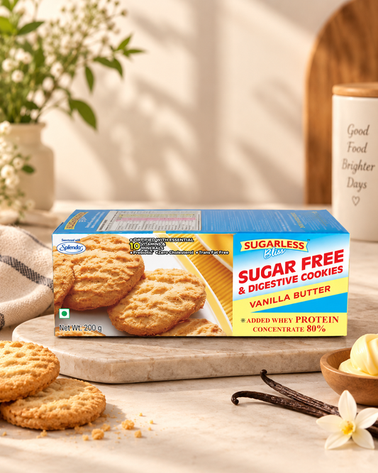 Sugar Free Vanilla Butter Digestive Cookies - (200)g | Sugarless Bliss