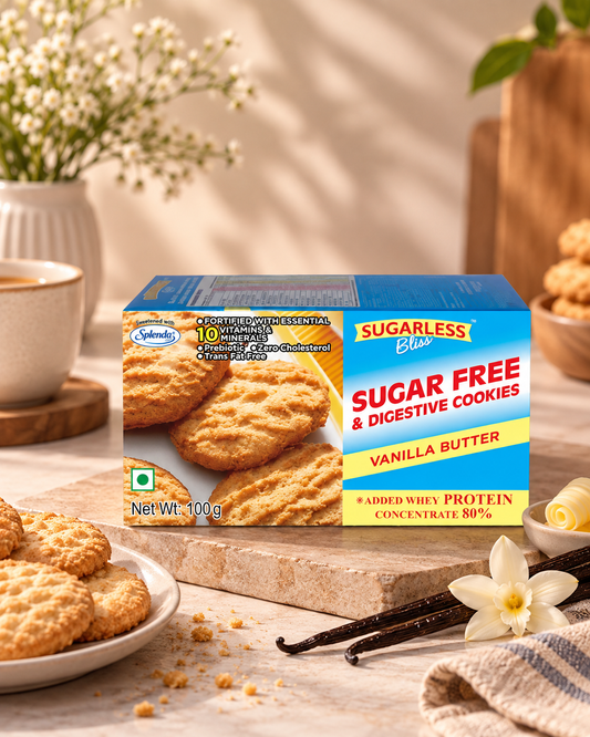 Sugar-Free & Digestive-Vanilla Butter Cookies -100g | Sweetened with Splenda
