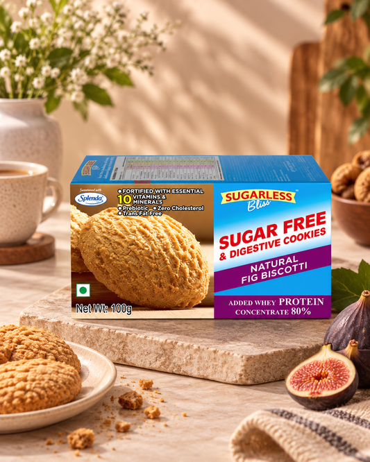 Sugar-Free & Digestive -Fig Biscotti Cookies-100g | Sweetened with Splenda