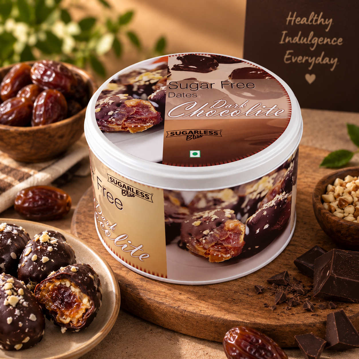 Sugar Free Date & Hazelnut Dark Chocolite (500)g | Sugarless Bliss