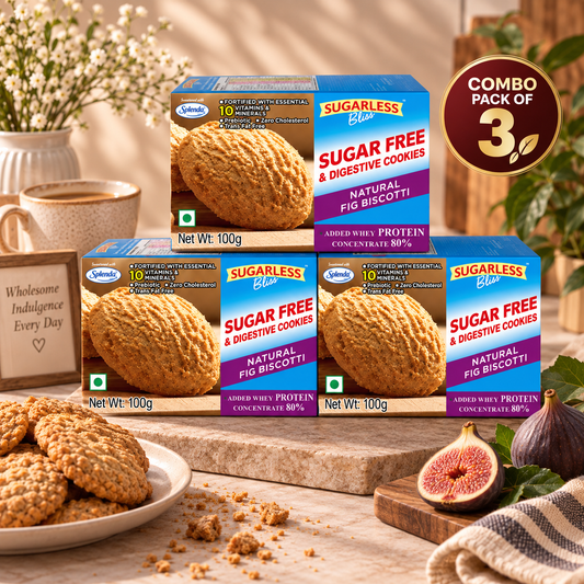 Sugar Free Fig Biscotti Cookies-100g - Pack of 3 - Diabetic Friendly |  Sugarless Bliss