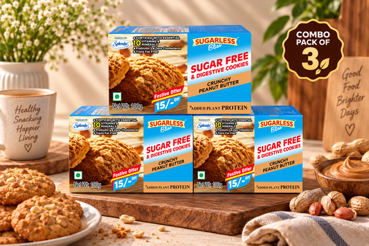 Sugar Free Peanut Butter Cookies-100g - Pack of 3 - Diabetic Friendly |  Sugarless Bliss