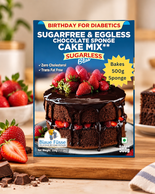 Sugar Free & Eggless Chocolate Sponge Cake Mix - BAKES (500)g | Sugarless Bliss
