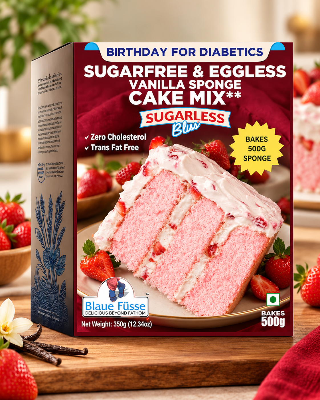 Sugar Free & Eggless Vanilla Sponge Cake Mix | BAKES (500)g | Sugarless Bliss