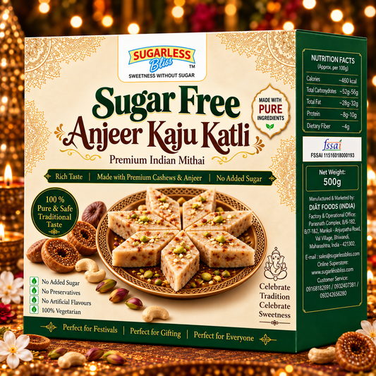 Sugar Free Anjeer Kaju Katli (500g) | Sugarless Bliss