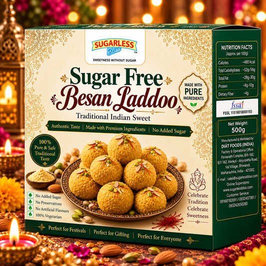 Sugar Free Besan Laddoo (500g) | Sweetened with Splenda | Sugarless Bliss