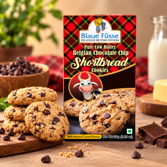Sugar Shortbread Pure Cow Butter Belgian Chocolate Chip  | Sugarless Bliss