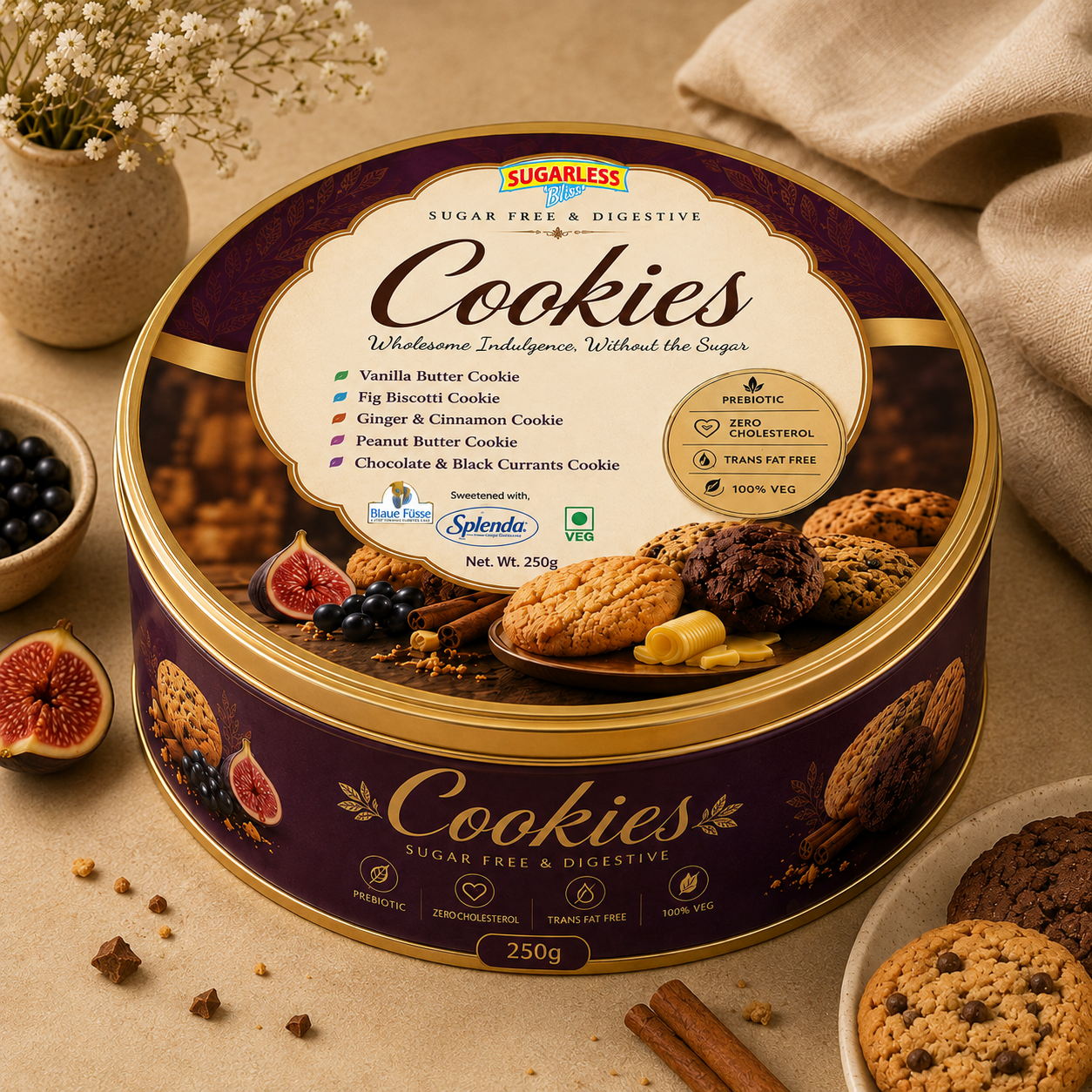 Sugar-Free & Digestive Cookies| Assorted| Sweetened Splenda -500g