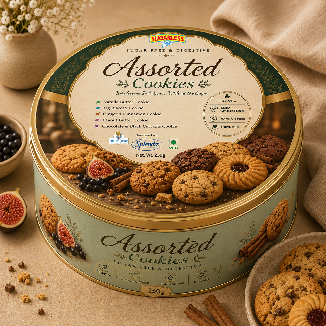 Sugar Free Assorted Cookies – (250)g  | Sugarless Bliss