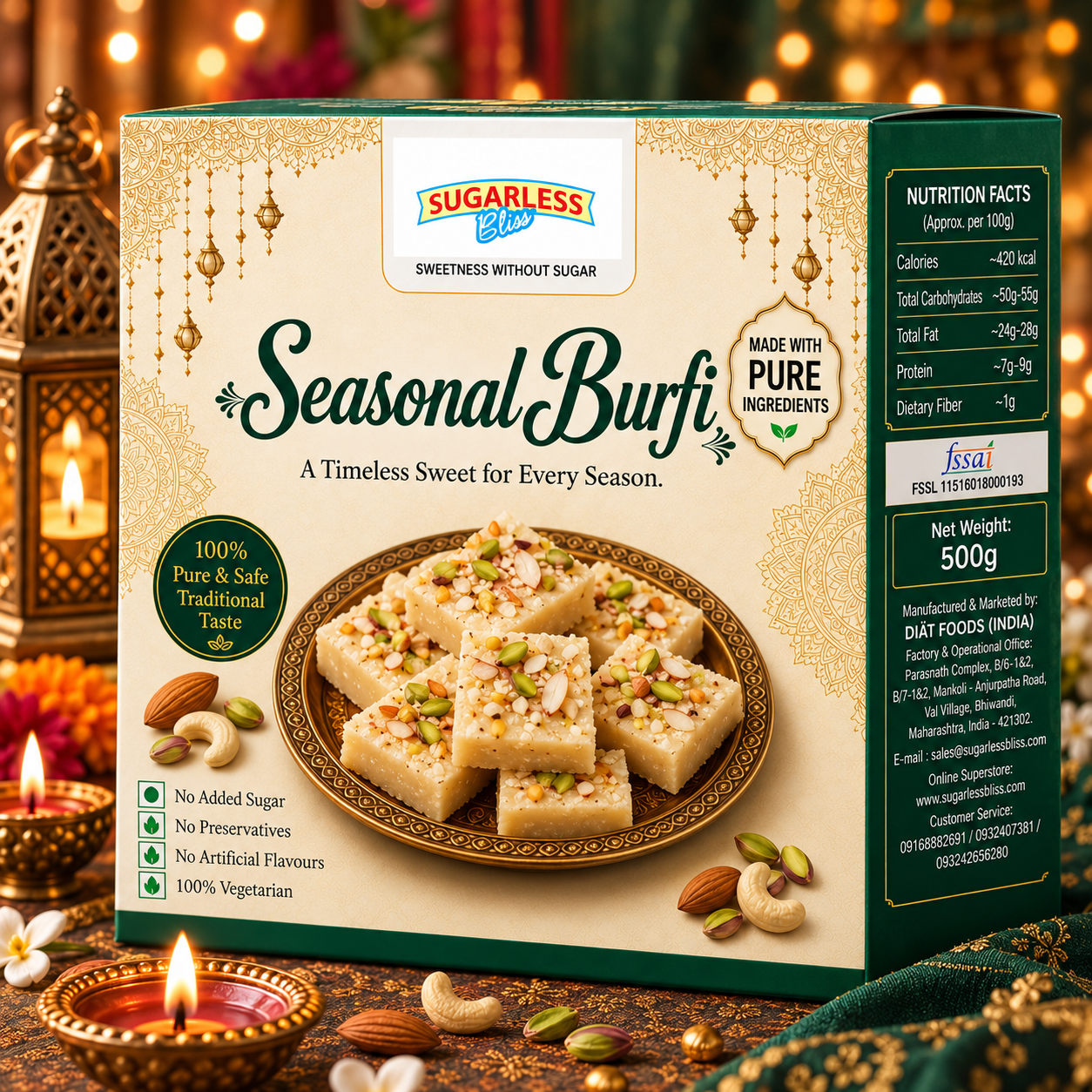 Sugar Delicious Seasonal Burfi Traditional Indian Mithai | 500g | Sugarless Bliss