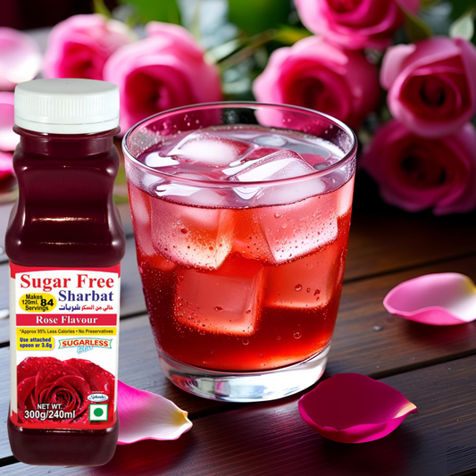 Sugar-Free Rose & Raspberry Sharbat (Syrup) – 300g x 2  | Diabetic-Friendly | No Added Sugar | Summer Refreshing Drink