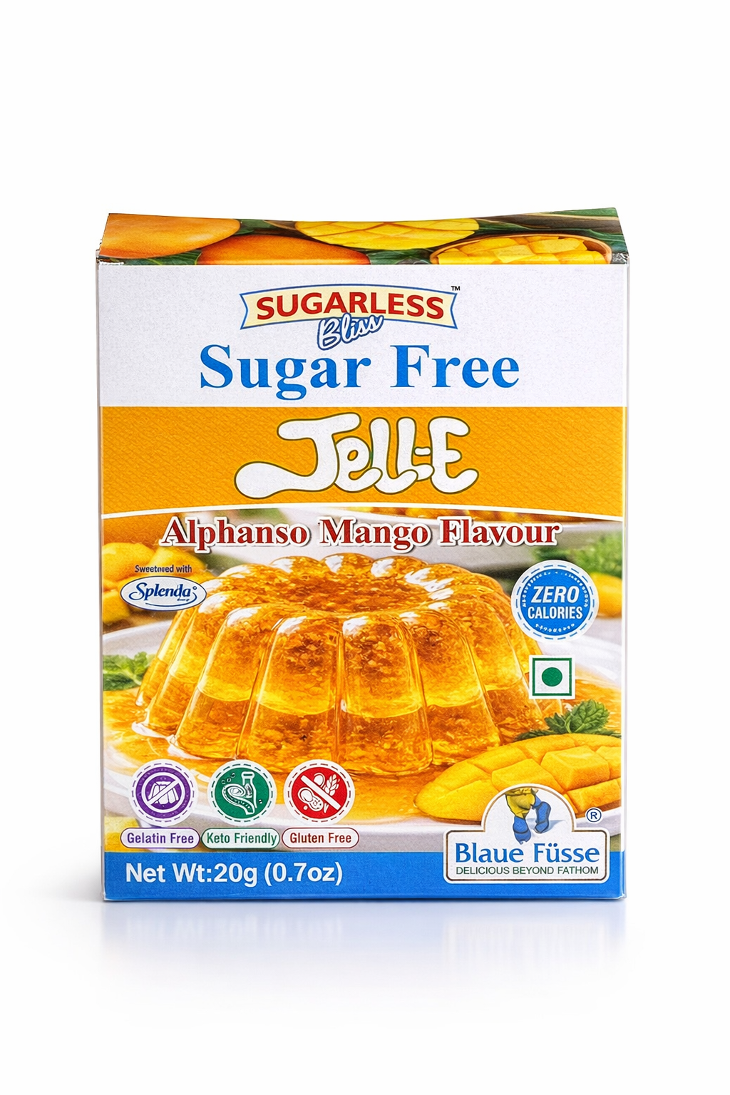 Sugarless Bliss Sugar Free Jelly Mix  Alphonso Mango Flavour | Zero Calories | Keto & Gluten Free | 20g