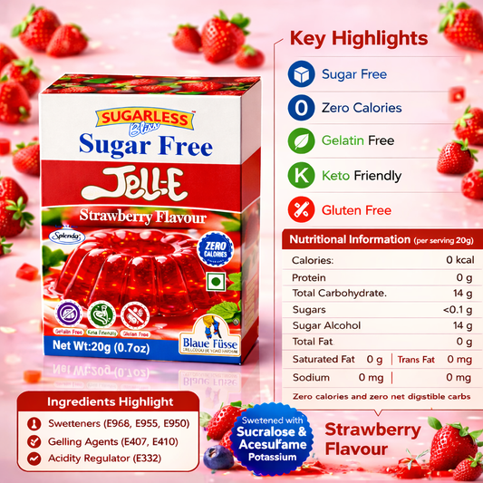 Sugarless Bliss Sugar Free Jelly Mix Strawberry Flavour | Zero Calories | Keto & Gluten Free | 20g