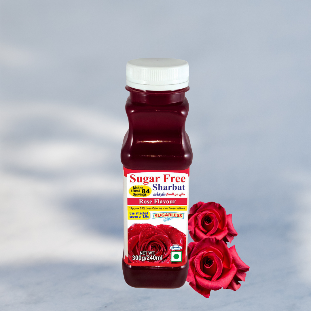 "Sweetened with Splenda – Sugar-Free Rose Sharbat (Syrup)"-300g