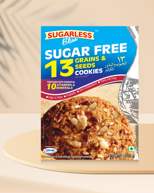 Sugarless Bliss Sugar Free Multigrain Cookies (Pack of 10) | High Fiber | Diabetic Friendly | No Added Sugar