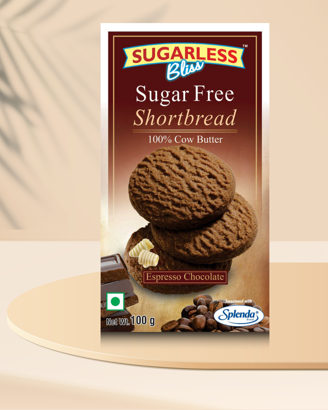 Sugar-Free Shortbread | 100% Cow Butter- Espresso Chocolate-100g