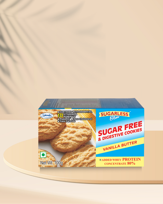 Sugar-Free & Digestive-Vanilla Butter Cookies -100g | Sweetened with Splenda
