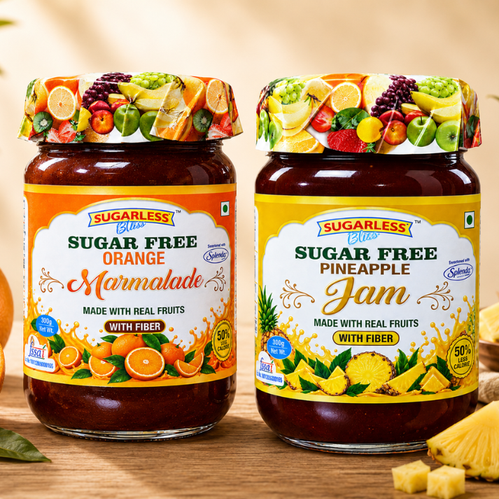 Sugar Free Orange Marmalade & Pineapple Jam Combo | Sugarless Bliss